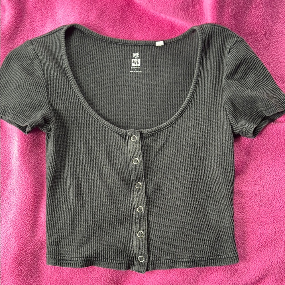 Black Button-Up Women's Top
